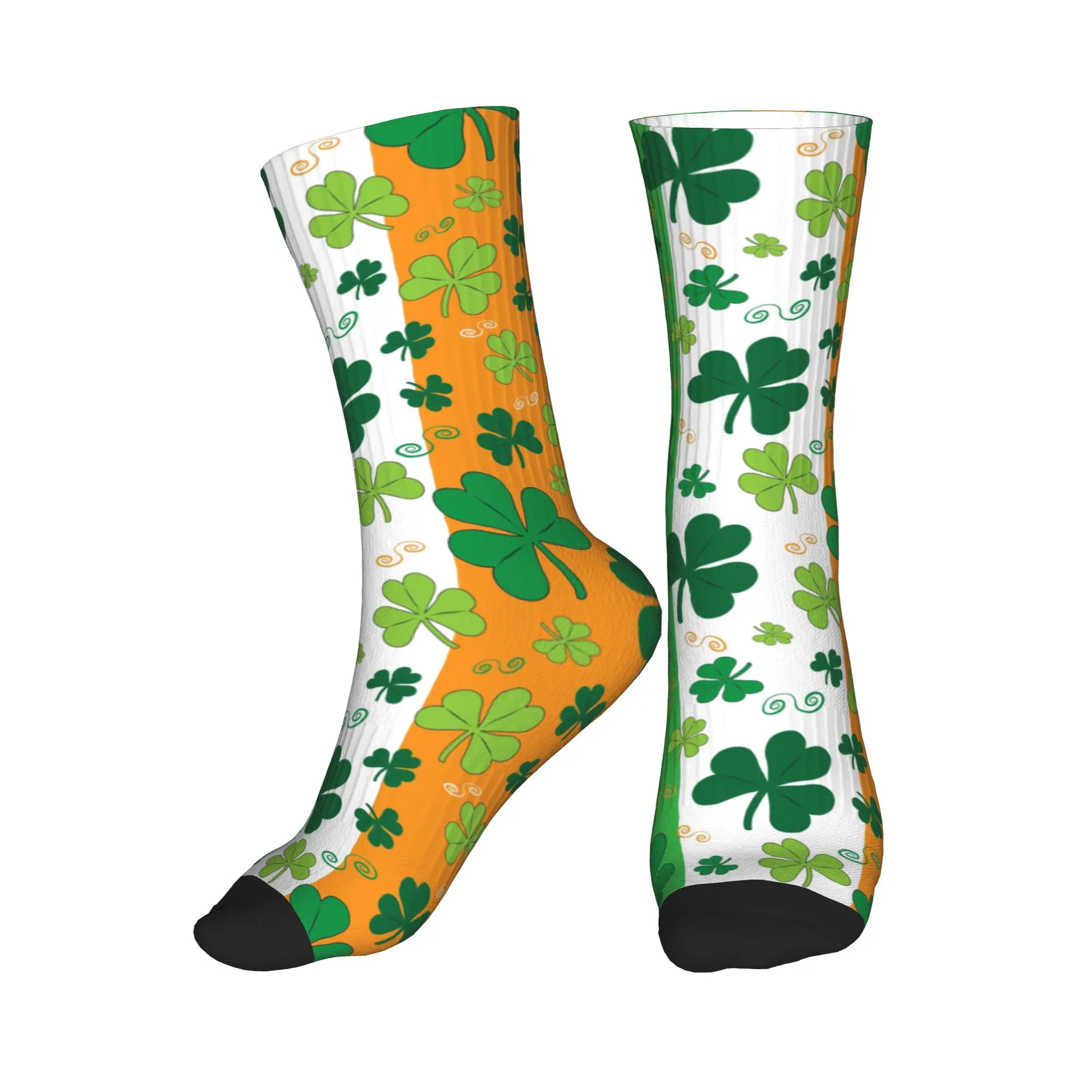 

Kawaii Printed Irish Flag St Patrick's Day Shamrock Clover Leaf Socks for Women Men Stretch Summer Autumn Winter Crew Socks