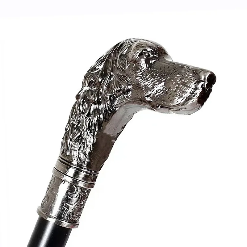 Bronze Dog Head Luxury Decorative Walking Stick Canes For Men Fashion Elegant Walking Cane Man Vintage Hand Walking Stick