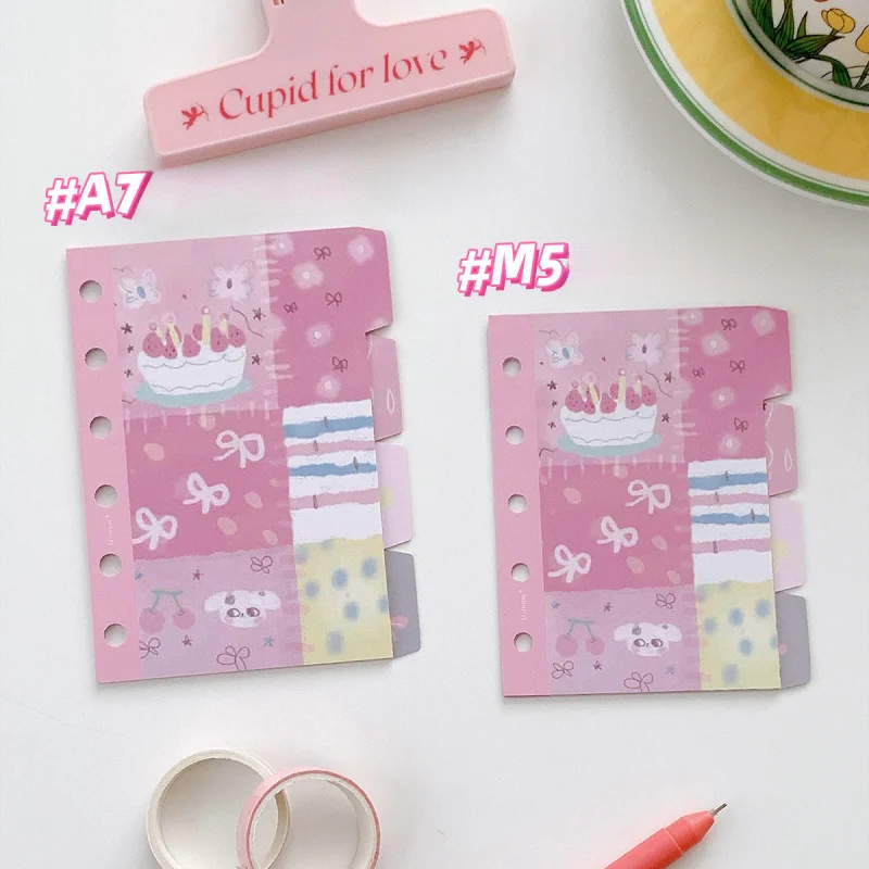 4 قطعة/المجموعة الوردي القوس M5 & A7 مقسم ، فضفاضة ورقة غطاء الكتاب الوسادة الداخلية ، دفتر جدول كتاب دفتر مؤشر الصفحة #3