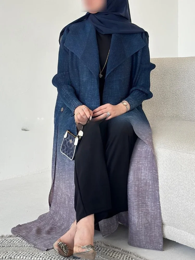 

Eid Muslim Women Abayas 1 Piece Cardigan Pleated Jalabiya Sashes Islam Vestidos Arab Long Robe Ramadan Morocco Dubai Kaftan 2025