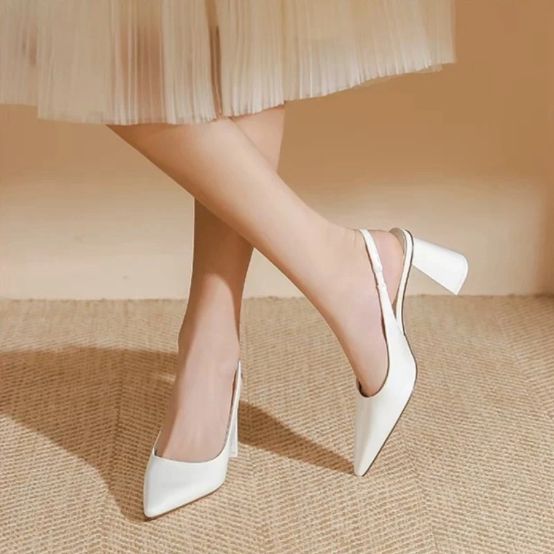 

Women Design Pointed Toe Sandals Summer New Woman Fashion Shallow Dress Square High Heel Ladies Ankle Strap Gladiator Sandalias