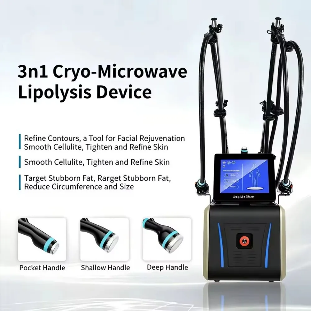 2450MHz Cool Microwave Body Slimming Machine 3 Handles Fat Reduction Skin Tightening Body Contouring Equipment
