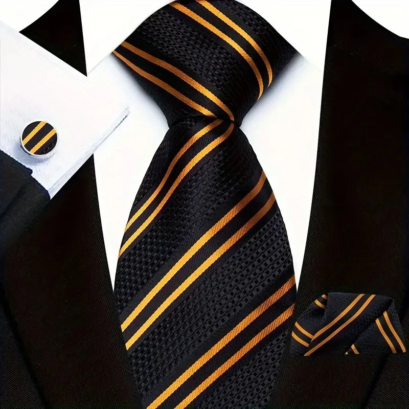 Spot Striped Tie, Square Scarf, Pocket Scarf, Cufflinks Set, Business Dress 8.5cm Wide Tie