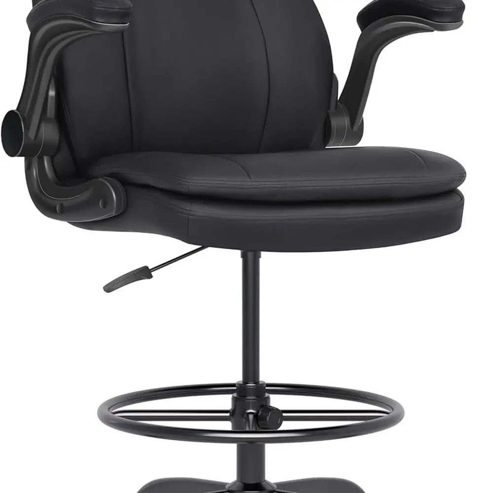 

Эргономичное офисное кресло с высокой спинкой из кожи, регулируемой высотой и откидными подлокотниками для столов с регулируемой высотой