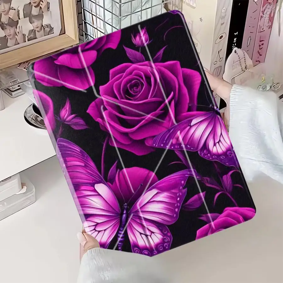 

Purple Flowers Tablet Case For iPad Air 4 5 M3 M2 1 2 M4 11inch Pro 2025 Mini 6 7 Pro 11th 10th 9th 8th 7th 12.9inch Holder