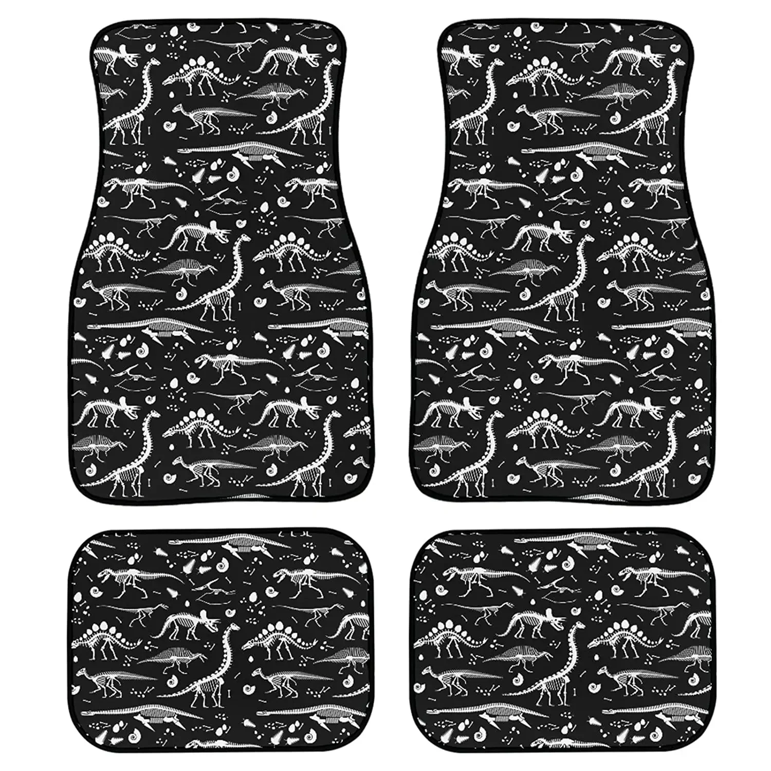 Tyrannosaurus Printed Pattern Carpet 4PCs Universal Non-Slip Dustproof Car Front And Rear Foot Mat For Bmw E60 Golf 7