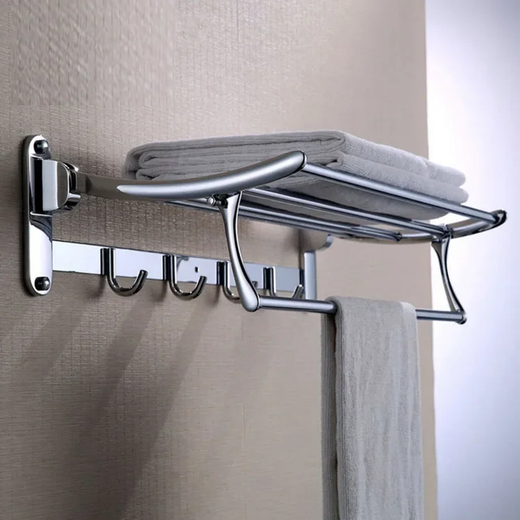 304 stainless steel bath towel rack folding with hook towel rack bathroom hardware pendant