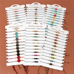 12Pcs/Set Bracelets Natural Crystal Cluster Soft Pottery Devil's Eye Stone Bracelet Bohemia Adjustable Rope Braid Bracelet Gifts