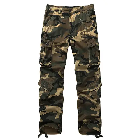 AKARMY Herrbyxor med cargo, militär, kamouflage, stridsbyxor, arbetsbyxor med 8 fickor (utan bälte) 8 best sales 8-ficks cargobyxor - №5