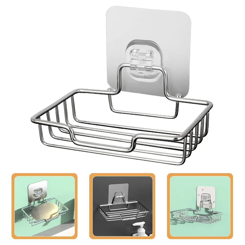 

Stainless Steel Single-Layer Soap Dish Kitchen Bathroom Wall Mount Soap Holder Storage Rack Drain Convenient Sponge Boxes
