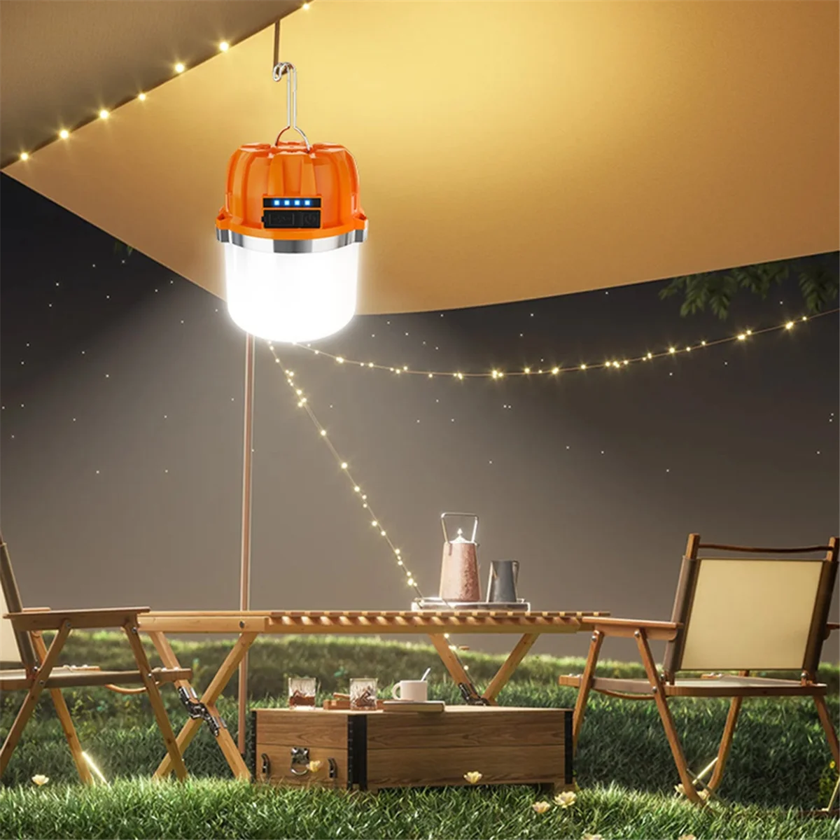 ABZV-USB 充電式 LED キャンプライト屋外キャンプバーベキューテントハンギングランタン緊急電源銀行