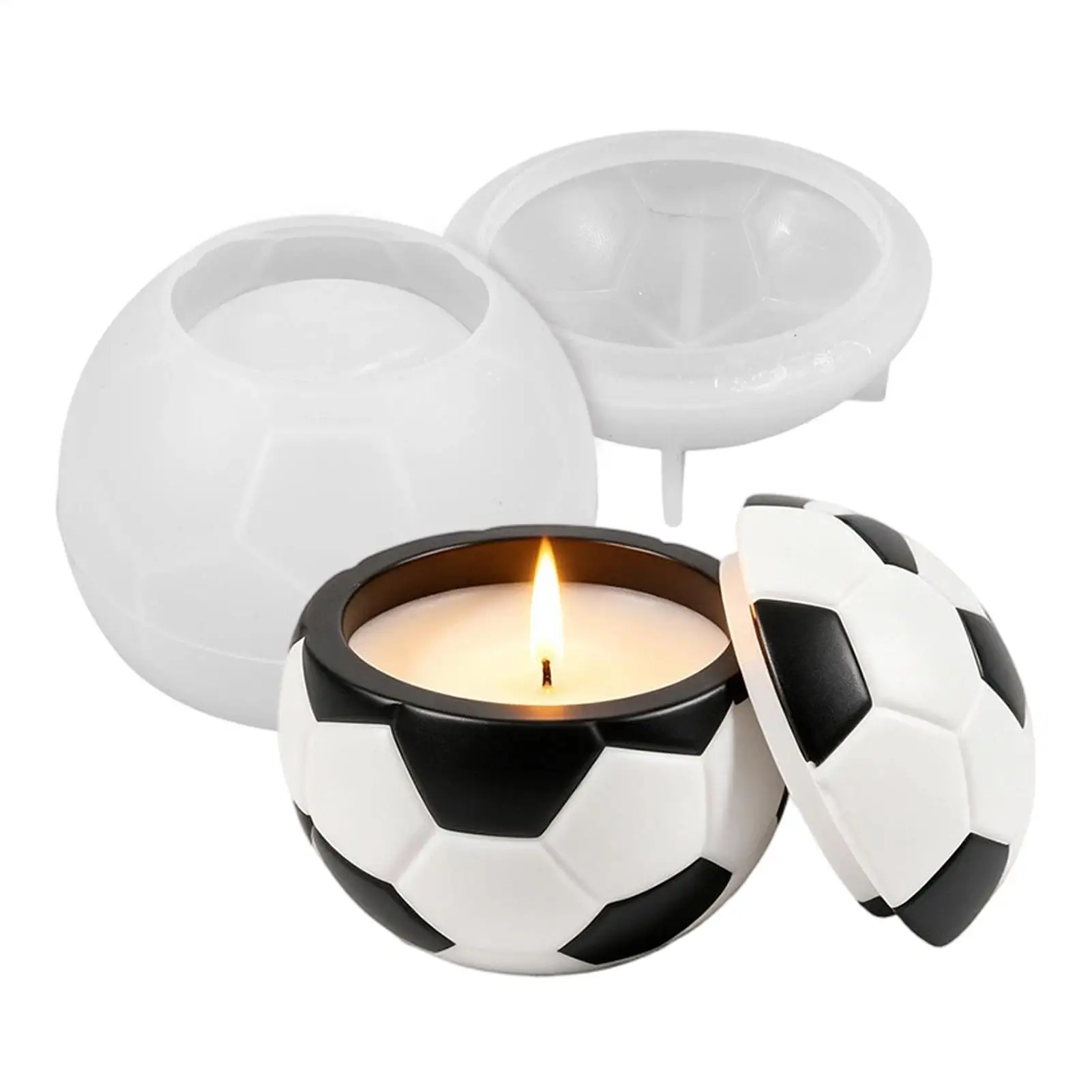 Football Silicone Mold 3D Reusable Soccer Jar Mould Candle Making Molds Home Decor For Thanksgiving Birthday Party Offices