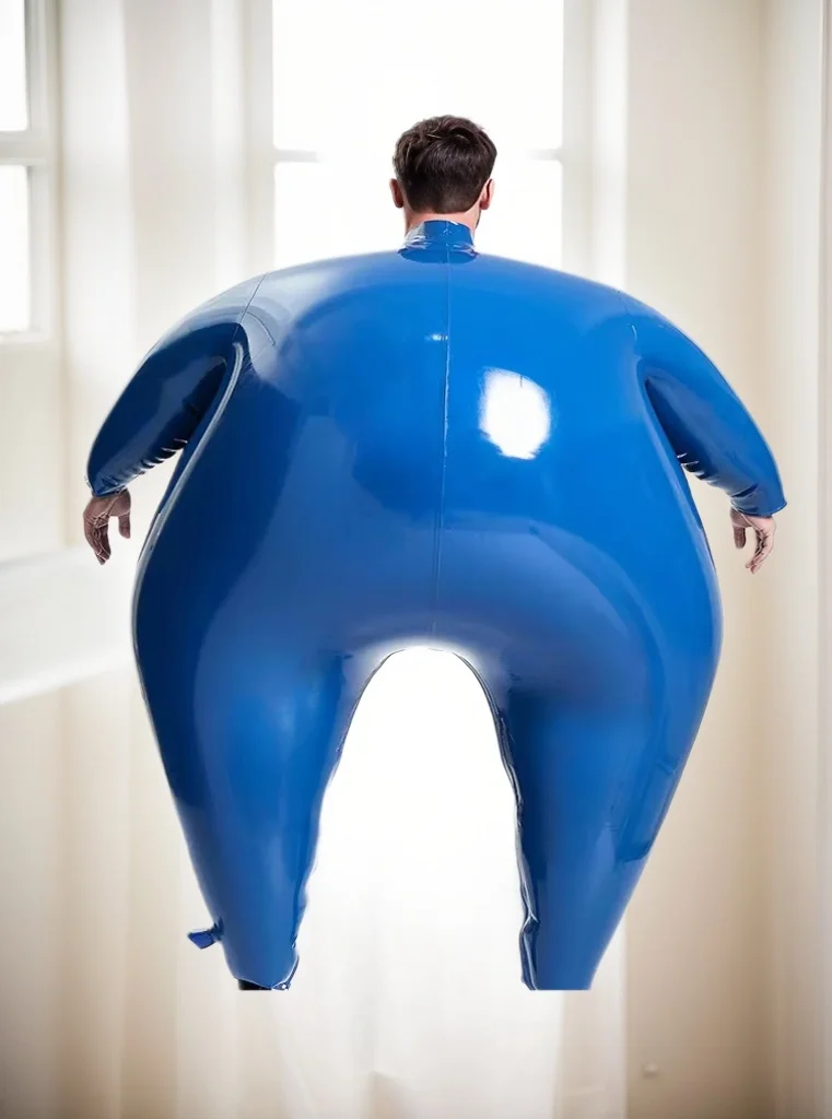 

fetish latex Inflatable rubber catsuit Eurocatlatex bodysuit Zip or belts customized thickness bondagi cosplay clubwearingBlue