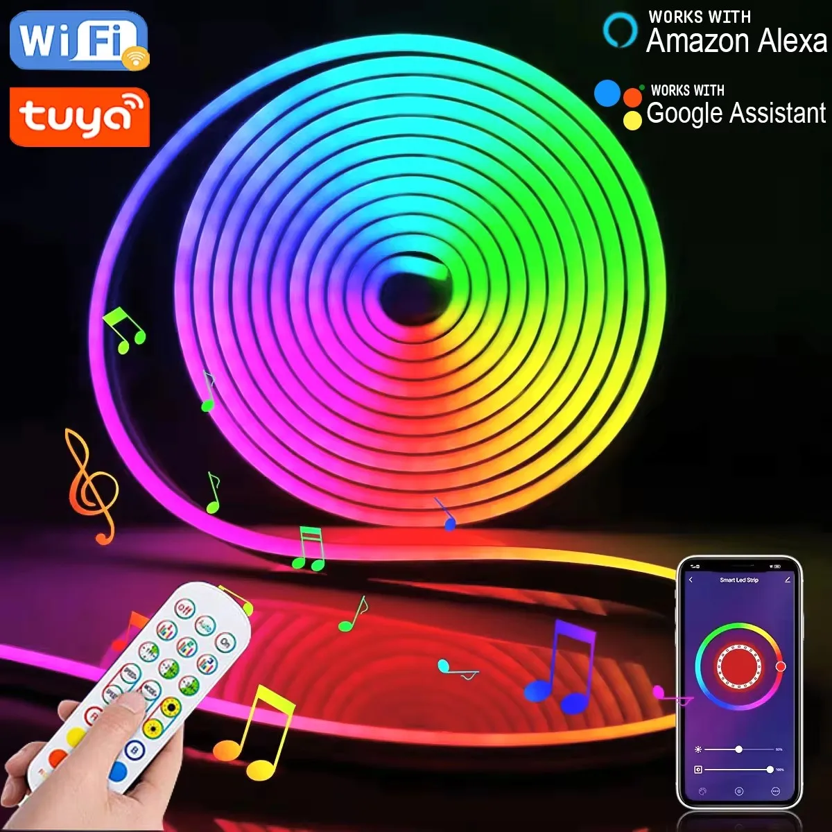 Bande lumineuse néon RGB 5V, 1M 2M 3M 5M, ruban Flexible et étanche USB, avec télécommande Bluetooth, pour la décoration de la maison