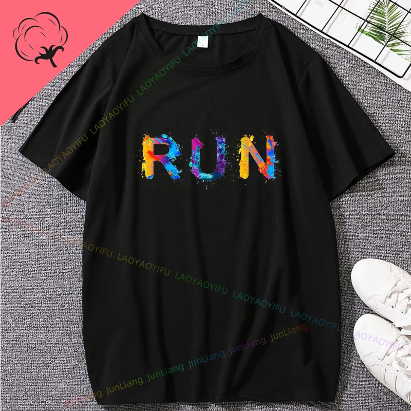 Run Women's T-shirt Runer Men's T-shirts for Men Clothing 100% Cotton Running Enthusiasts Unisex Vintage Y2k Short Sleeve Tee