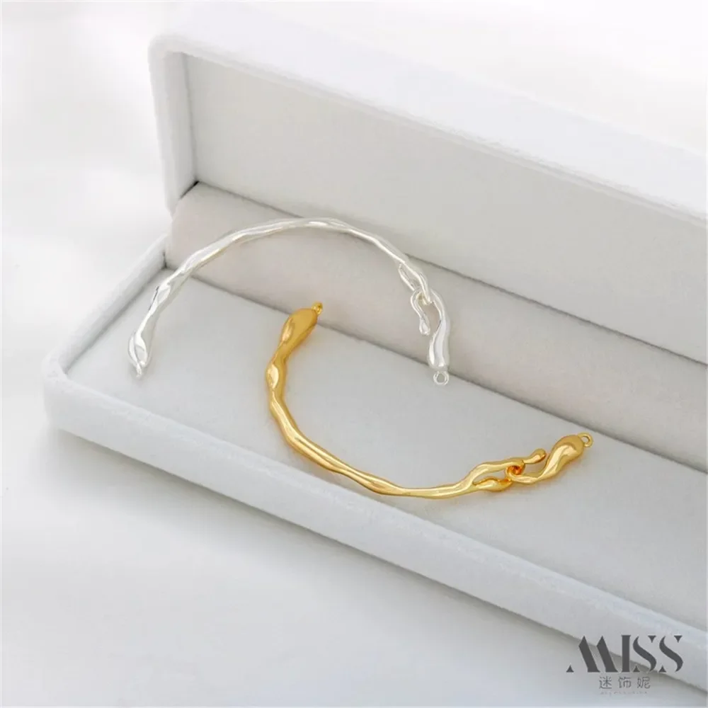 14K Copper Plated Real Gold Irregular Semi-circular Branch Bracelet DIY Handmade Bracelet Pearl Bracelet Accessories