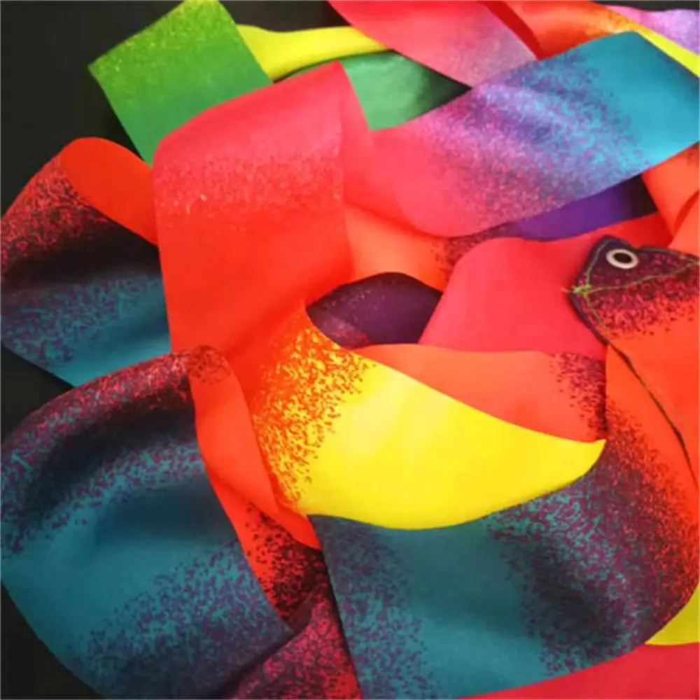 التدوير قضيب الجمباز أشرطة التدرج الألوان المهنية الباليه غاسل ملون خفيفة الوزن الرقص الشريط الأداء الدعائم