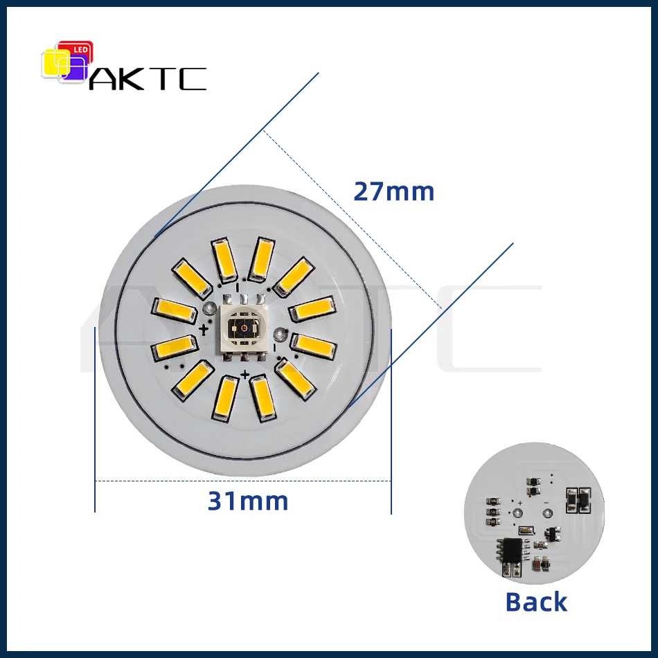 New RGB LED Lamp Night Light DIY Desktop Ornament Lighting Source Round Light Board DC 5V 3W Diameter 31mm Switch Color Changing