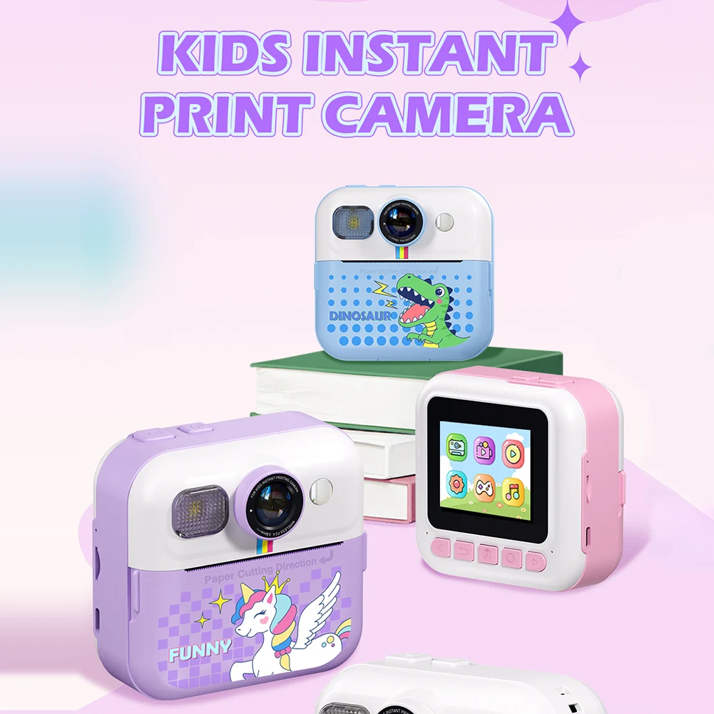 Kinder Mini Instant Print Kamera 2,4 Zoll Bildschirm Kind Zeichnung Kamera 48MP 1080P Video Kinder Kamera Geschenk für Weihnachten/geburtstag