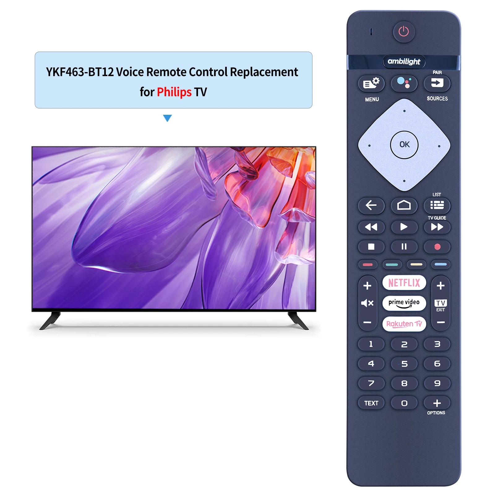 New Voice Remote Control For Philips TV YKF463-BT12 398GM10BEPHN0054HT