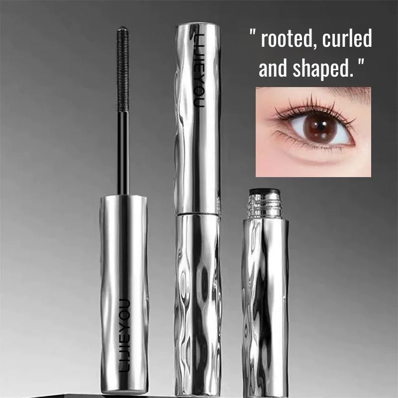 Metall Eisen Wimpern Mascara Wasserdichte Seide Faser Mascara Schwarz Lange Curling Wimpern Extensions Nicht verklumpende Augen Make-Up Kosmetik