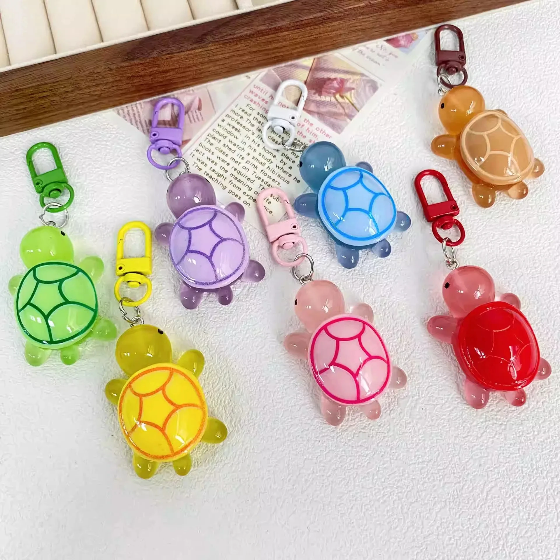 20PC Glow in The Dark Turtle Keychain for Women Bag Pendant Cute Luminous Tortoise Key Chains Animal Keyring Girl Friend DIYGift
