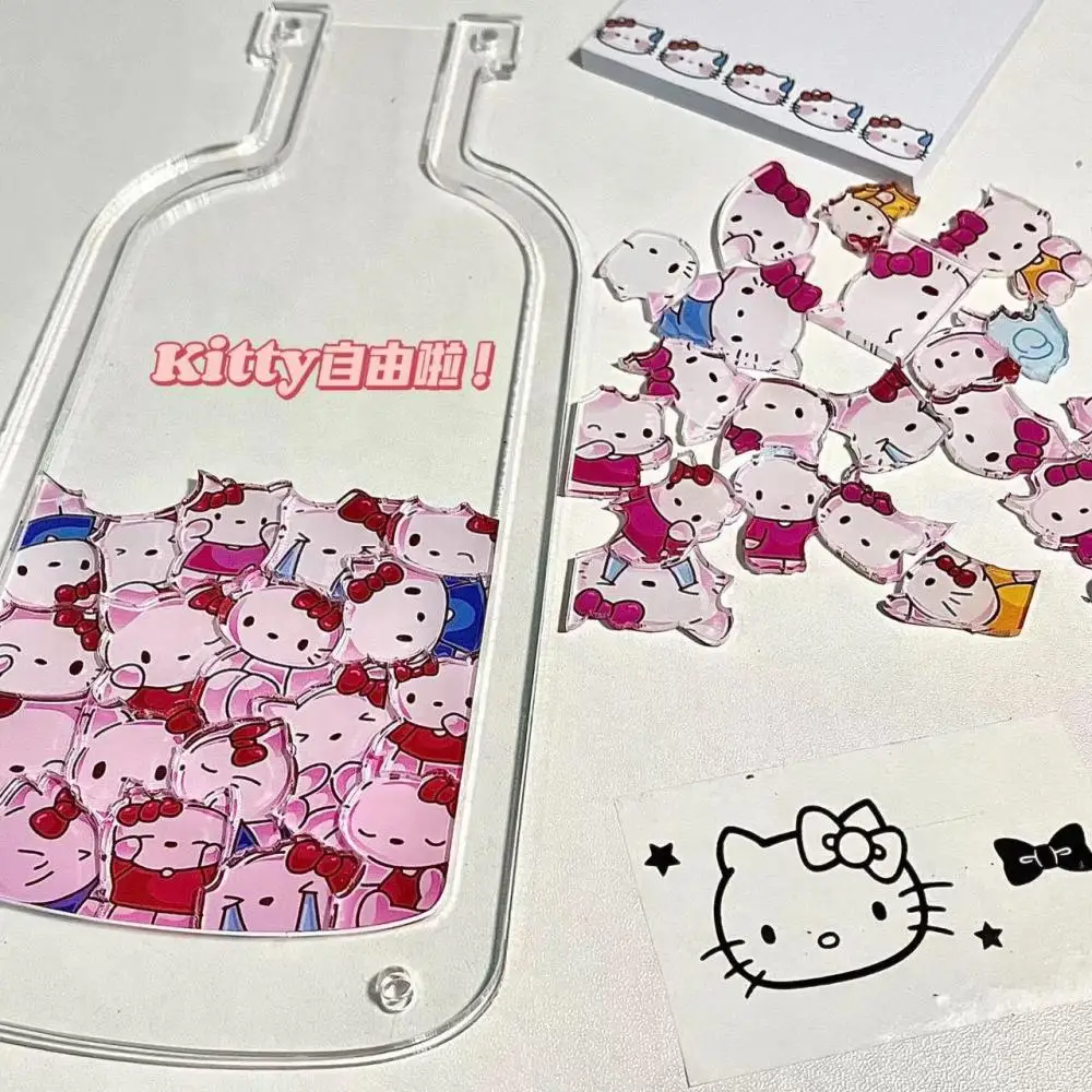 Sanrio Cartoon Puzzle Bottle Anima Diy Hello Kitty Kuromi Cinnamoroll 3D Toys Acrylic Photo Frame Student Child Festival Gift