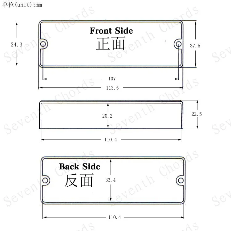 A Set 2 Pcs Black No Hole Sealed Closed 6 String Bass Guitar Pickups Humbucker 2 Mounting Screw Hole - Neck & Bridge