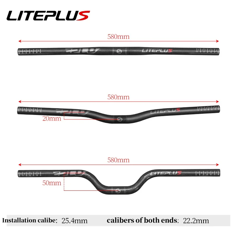 Liteplus دراجة المقود ألياف الكربون 580 مللي متر طول 20/50 رفع مستقيم/سنجل المقود ل Brompton/داهون دراجة قابلة للطي #3