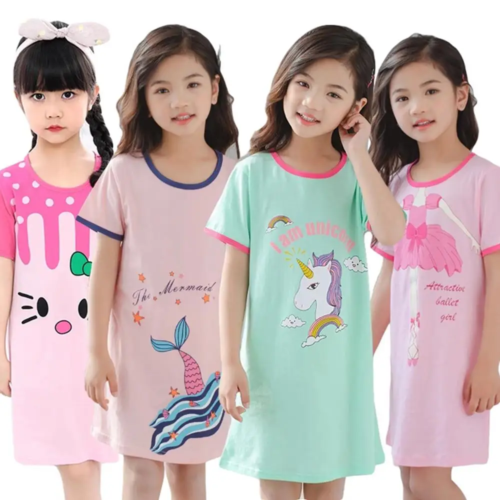 Princess Dress Fashion Summer Cotton Girls Nightdress Nightgown Kids Night Gown Children's Pajamas Sleepwear Clothes