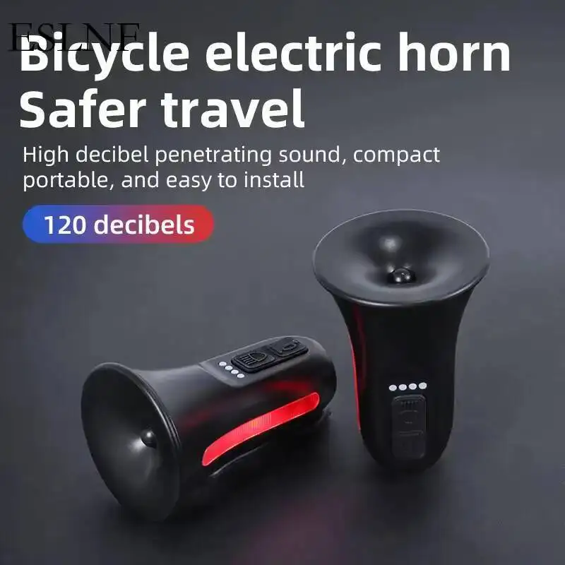 ESLNF Electric Bell 120Db Waterproof Bicycle MTB Road Bike Horn With Warning Lights