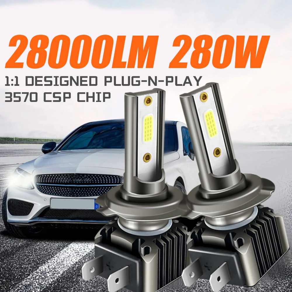 9005/HB3 9006/HB4 H4 H7 H11 LED Bulb Headlight high low Beam 28000LM 6000K White Light 180W 2 Sides COB Chips LED plug-play 2pcs