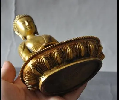 

15.5CM height s Old Bronze Hand Pure Copper Brass Home Tibetan Buddhism Bronze Shakyamuni Sakyamuni Buddha Staturoom