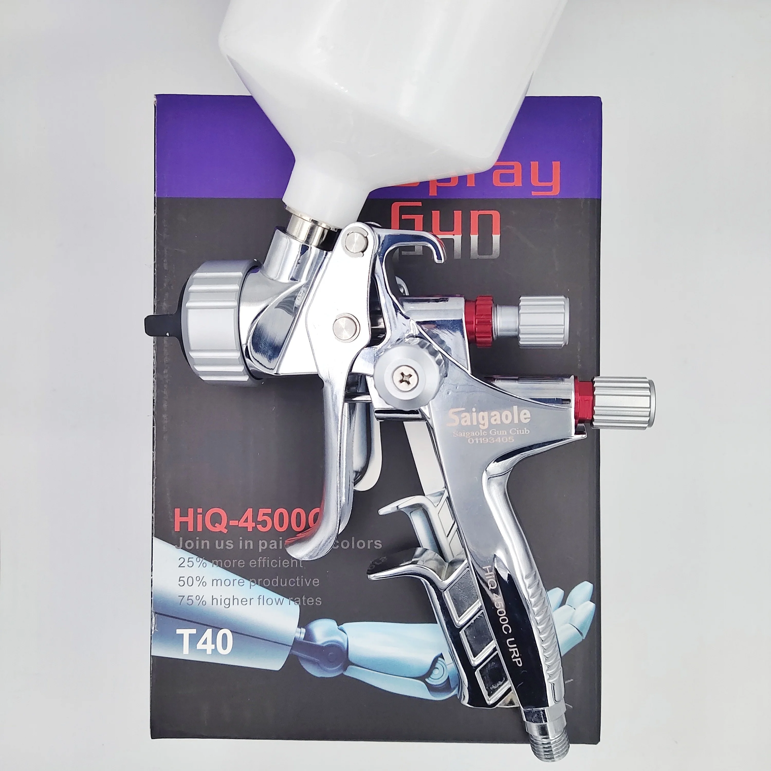 T40 Spray Gun 1.3mm With Adapter Pot prayer Car Painting Tool HVLP Coating Paint Water Based Airless NO Wash