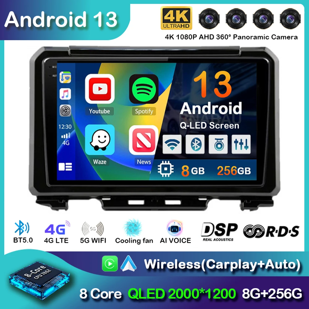 Android 13 Carplay Auto Car Radio For Suzuki Jimny 2018 2019 2020 Multimedia Video Player GPS Navigation DSP 2Din DVD Stereo 4G