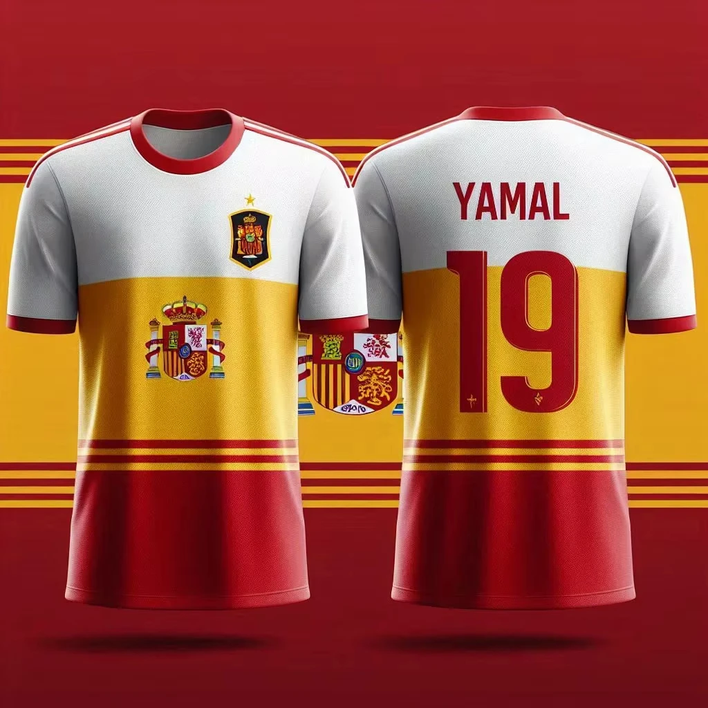 2024 Spain Jersey Yamal Football Training Jersey 3D Printing Quick-Drying Team Uniform Large Size Men's Clothing Top Jersey