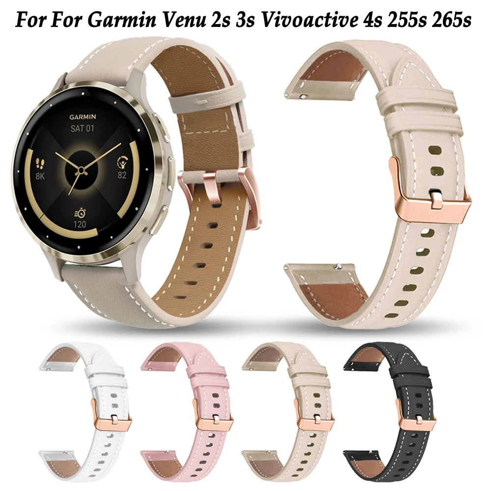 Pulseira de relógio inteligente para Garmin Venu 3S, Venu 2S, Vivoactive 4S, pulseira precursora 265S 255S, pulseira fivela de ouro rosa, 18mm