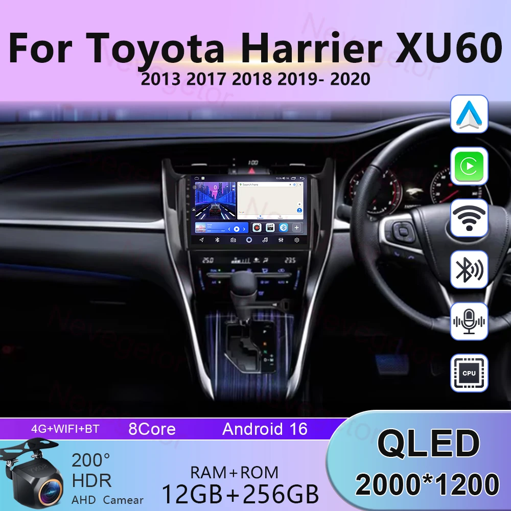 5G WIFI For Toyota Harrier XU60 2013 2017 2018 2019- 2020 Car Multimedia Player ANDROID 16 Car Stereo Car Radio GPS Carplay Auto