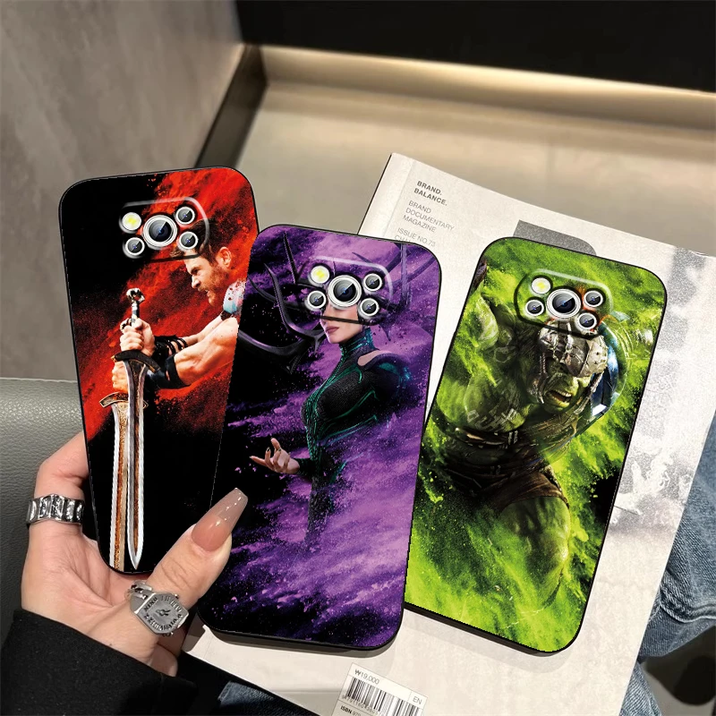 

Marvel Avengers Hero Hulk For Xiaomi Mi Poco F5 F4 F3 X6 X5 X4 X3 M6 M5 M5S M4 M3 C65 Pro GT NFC 5G Black Funda Phone Case