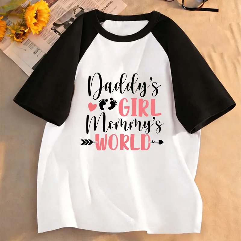 Fashion Daddy Love Letter Printed Design T Shirts Short Sleeve O-neck T-shirt Girls Summer Spring Casual Top Tee
