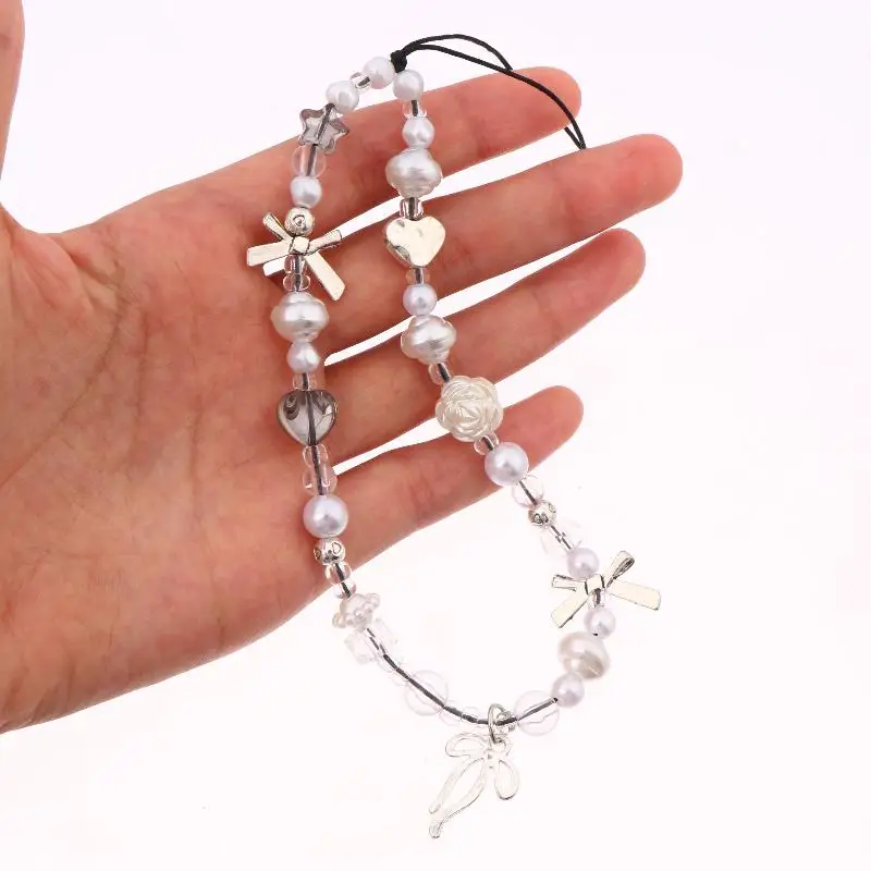 (YY) 1/2/5/10Pcs Koreanische Nette Band Bogen Liebe Herz Telefon Kette Lanyard Charm Strap bowknot Anhänger Für Telefon Schmuck Zubehör