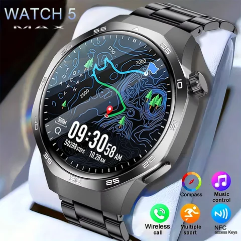New model Watch 5 Pro features a high-definition AMOLED screen, GPS movement trajectory, and Bluetooth call for men's smartwatch