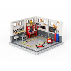 MOC Classic City Garage Scene Block Modular Buildings Model Education Enlightenment Track Display Stage Birthday Toys Brick Gift