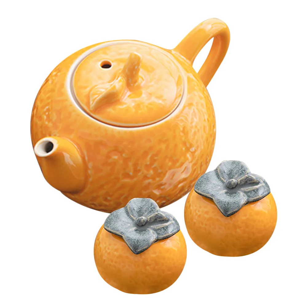 

1Set Orange Shaped Ceramic Teapot Small Tea Pot Loose Leaf Tea Infuser Practical Wear Resistant Storage Jars Gift