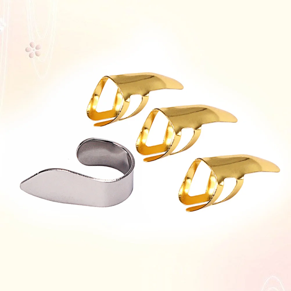 

4pcs Stainless Steel Thumb and Finger Guitar Picks for Guitar Playing (Golden+Silver) Finger Picks Guitar Finger Picks