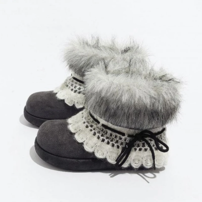 Damen 2025 Neue Flauschige Kurze Stiefel mit Plüschfutter Vielseitige Winter-Freizeitschuhe Warme Schneestiefel Niedlich und Bequem Schlicht