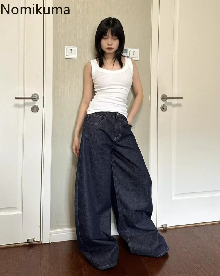 Jeans Women Streetwear Chic Y2k Wide Leg Pants 2024 New Bottms High Waist Straight Denim Trousers Casual Korean Pantalon Femme