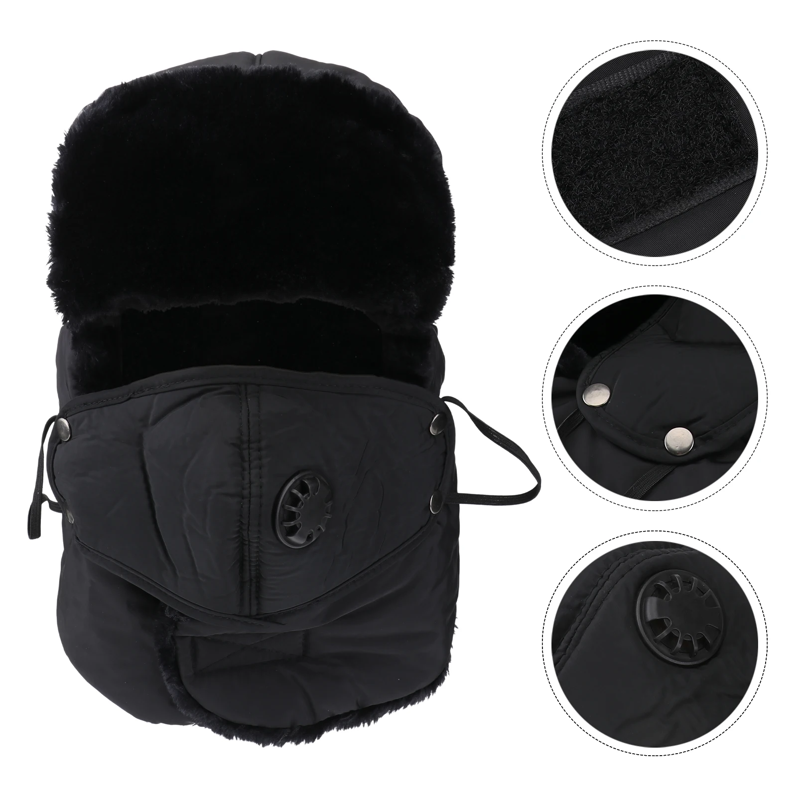 

Thickened Winter Warm Cap Cold Weather Hat Windproof Skiing Hiking Camping For Men Women Black Premium Cotton Lined
