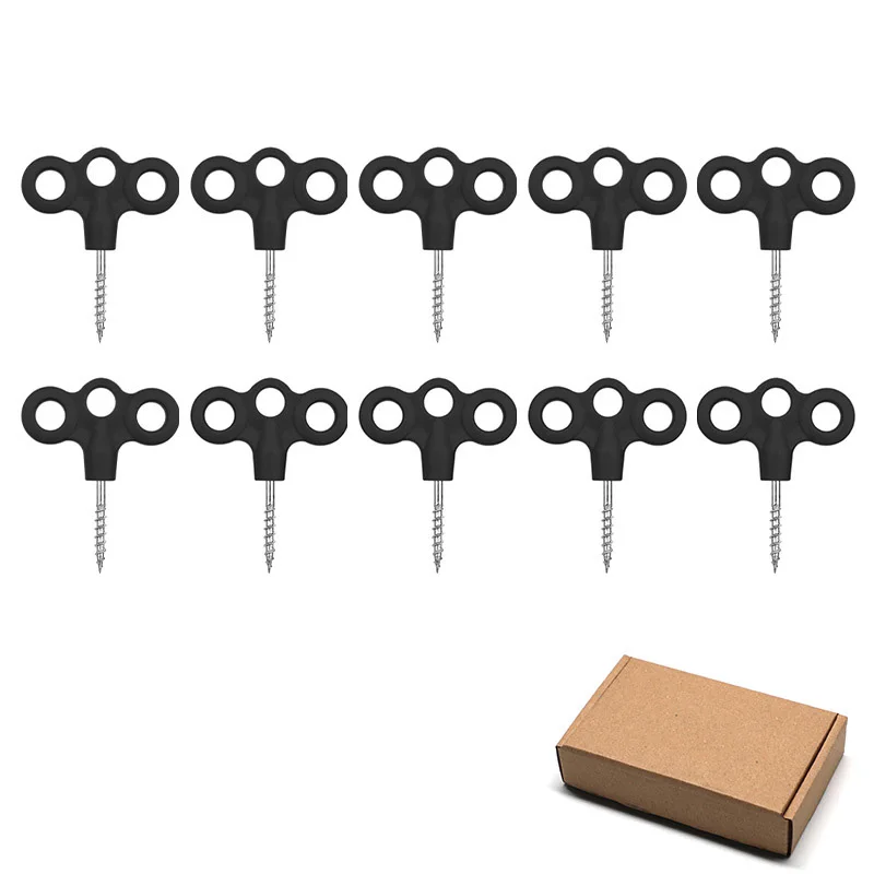 Glow In The Dark 3 Prong Screw Tent Stakes Stainless Steel Threaded Ground Anchors For Camping Hiking Outdoor Gear Accessories