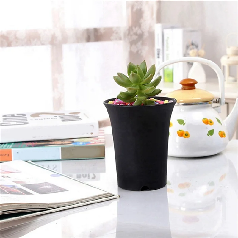 

A47U 50Pcsblack Round Flower Pots High Waist Deep Pots Are Perfect For Indoor And Outdoor Plants, Seeds, Vegetables